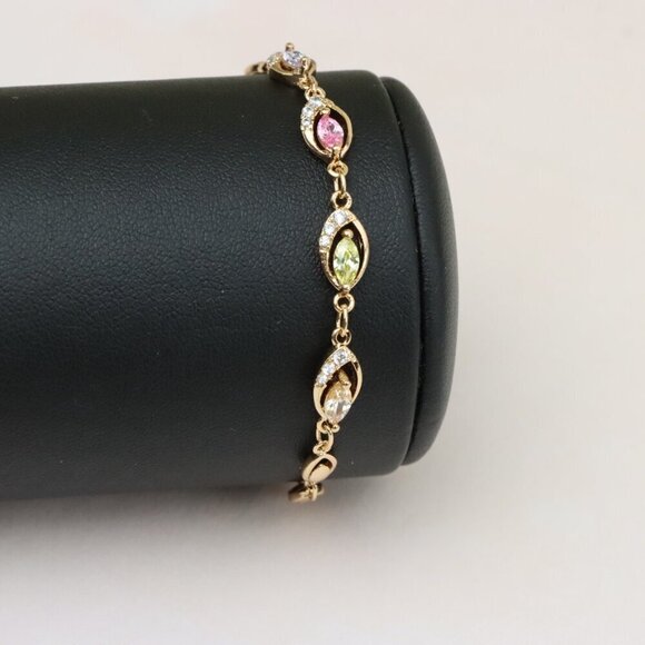 "Rose Gold Bracelet with Multicolor Stones and Crystals, XPBL0789 - Picture 8 of 12